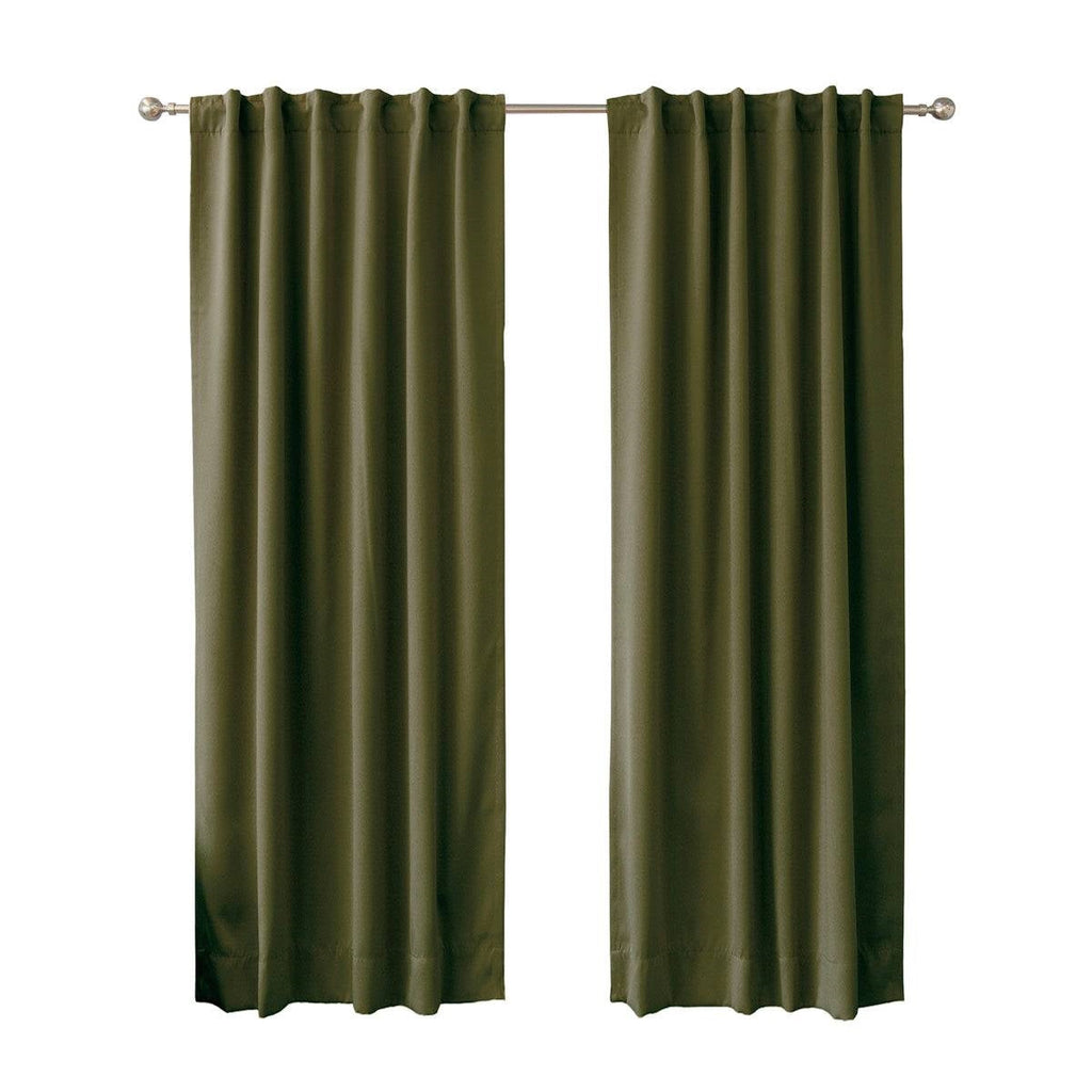 52 x 96 inch Solid Olive Green Thermal Blackout Curtain Panels - Set of 2