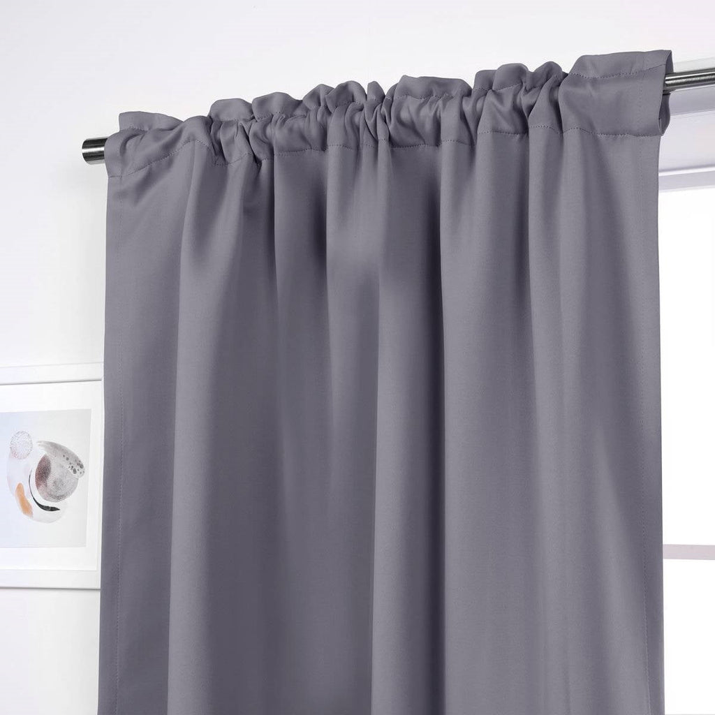 52 x 63 inch Solid Grey Thermal Blackout Curtain Panels - Set of 2