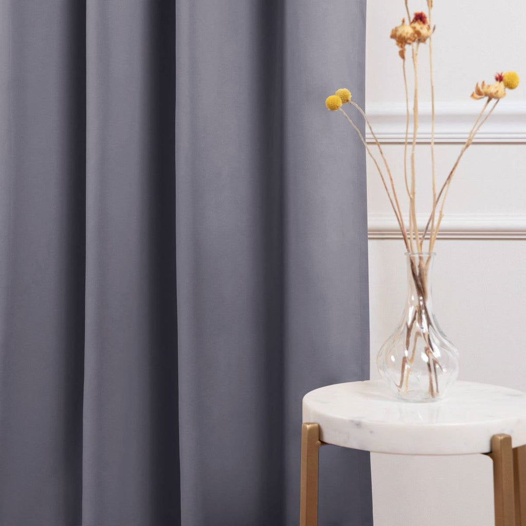 52 x 63 inch Solid Grey Thermal Blackout Curtain Panels - Set of 2