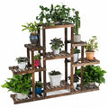 6-Tier Flower Wood Stand Plant Display Rack Storage Shelf - Color: Brown - Size: 6-Tier
