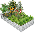 Metal Galvanized Raised Garden Bed with Open-Ended Base-6 x 3 ft - Color: Silver - Size: 6 x 3 ft