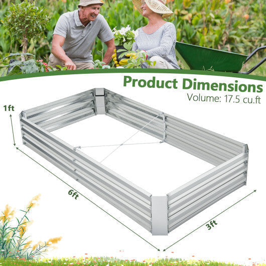 Metal Galvanized Raised Garden Bed with Open-Ended Base-6 x 3 ft - Color: Silver - Size: 6 x 3 ft