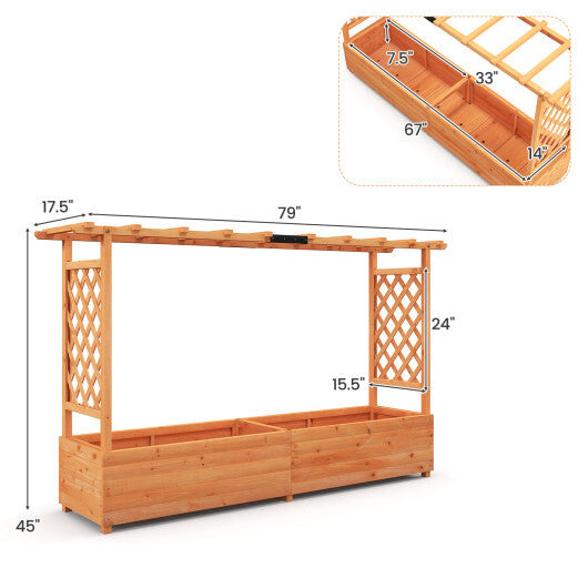 Raised Garden Bed Planter Box with Lattice Trellis Drainage Holes