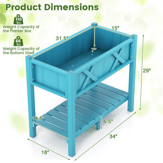 HIPS Raised Garden Bed Poly Wood Elevated Planter Box-Black