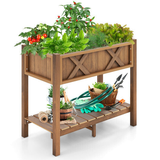 HIPS Raised Garden Bed Poly Wood Elevated Planter Box-Black