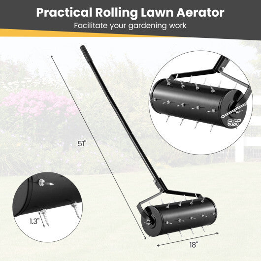 18/21 Inch Manual Lawn Aerator with Detachable Handle-21 inches
