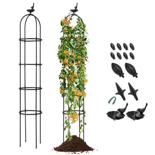 2-Pack Garden Obelisk Trellis for Climbing Plants-Black