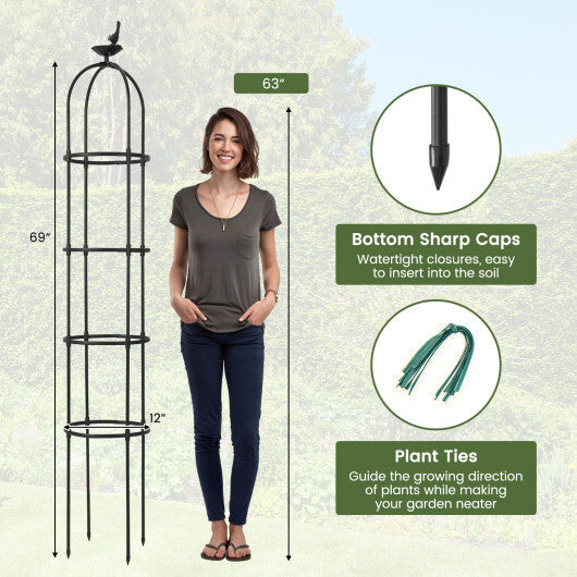 2-Pack Garden Obelisk Trellis for Climbing Plants-Black