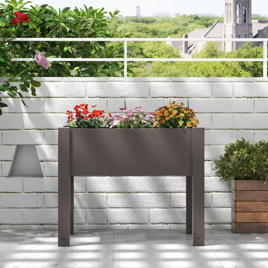 53L Raised Bed Grow Box Self-Watering Planter Box Stand with Water Level Monitor-White
