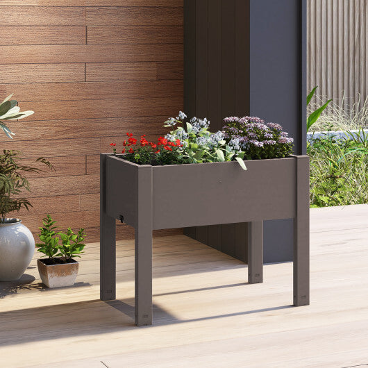 53L Raised Bed Grow Box Self-Watering Planter Box Stand with Water Level Monitor-White