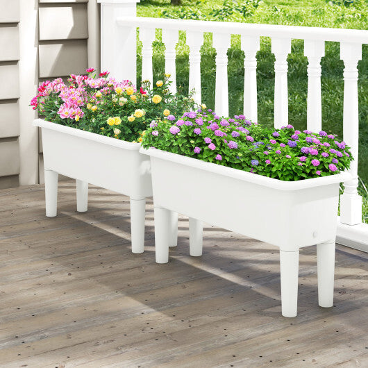 2 Pieces Raised Garden Beds Self-Watering Planter Box with Detachable Legs and Drainage Hole-Coffee