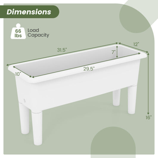 2 Pieces Raised Garden Beds Self-Watering Planter Box with Detachable Legs and Drainage Hole-Coffee