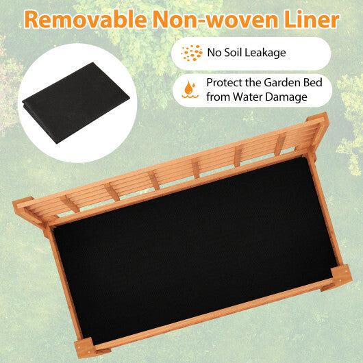 Raised Garden Bed with Trellis Wooden Elevated Planter Box with Legs-Natural