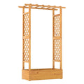 70 Inch Wooden Raised Garden Bed with Lattice Trellis-Natural