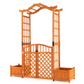 83" Garden Arbor with Gate and 2 Planter Boxes-Yellow
