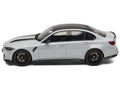 2024 BMW M3 CS M Brooklyn Gray Metallic with Black Top and Hood Stripes 1/18 Model Car by GT Spirit