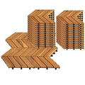 12 x 12 Inch 30 Pieces Acacia Wood Interlocking Deck Tiles- Natural