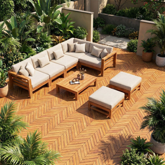 12 x 12 Inch 30 Pieces Acacia Wood Interlocking Deck Tiles- Natural