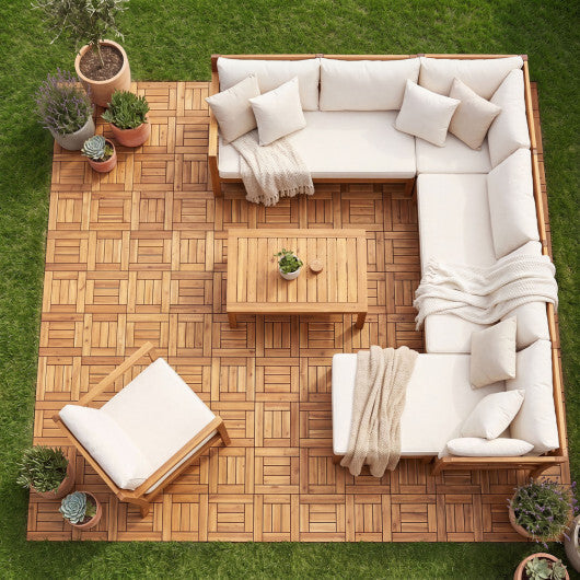 12" x 12" Indoor Outdoor Floor Tiles for Patio Balcony Backyard Porch Poolside-Natural