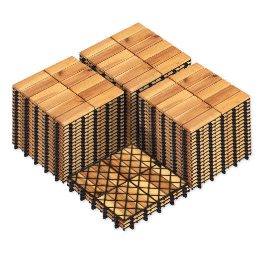 12 x 12 Inch 27 Pieces Acacia Wood Interlocking Deck Tiles-Natural