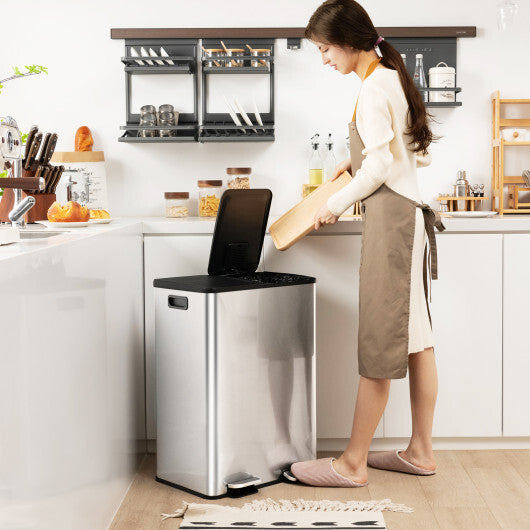 2 x 8 Gal Dual Compartment Trash Can-White