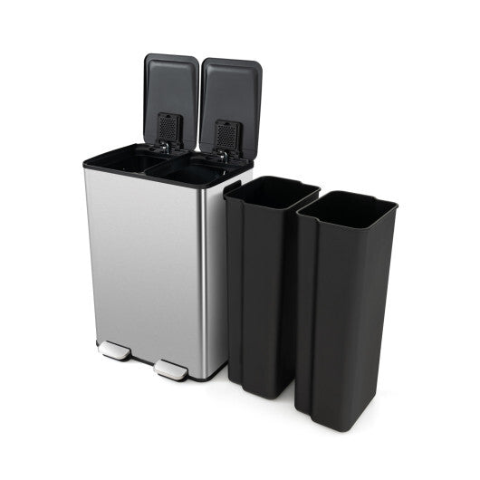 2 x 8 Gal Dual Compartment Trash Can-White