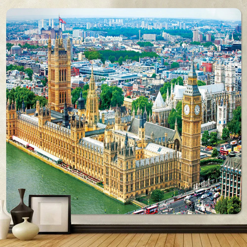 DecorBites™ City View Tapestry: Bohemian Psychedelic Wall Hanging for Home Decor