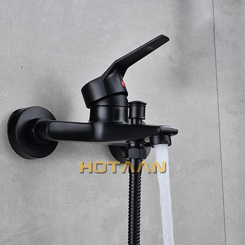 DecorBites™ Black Finish Wall Mounted Bathroom Shower Faucet with Handheld Mixer