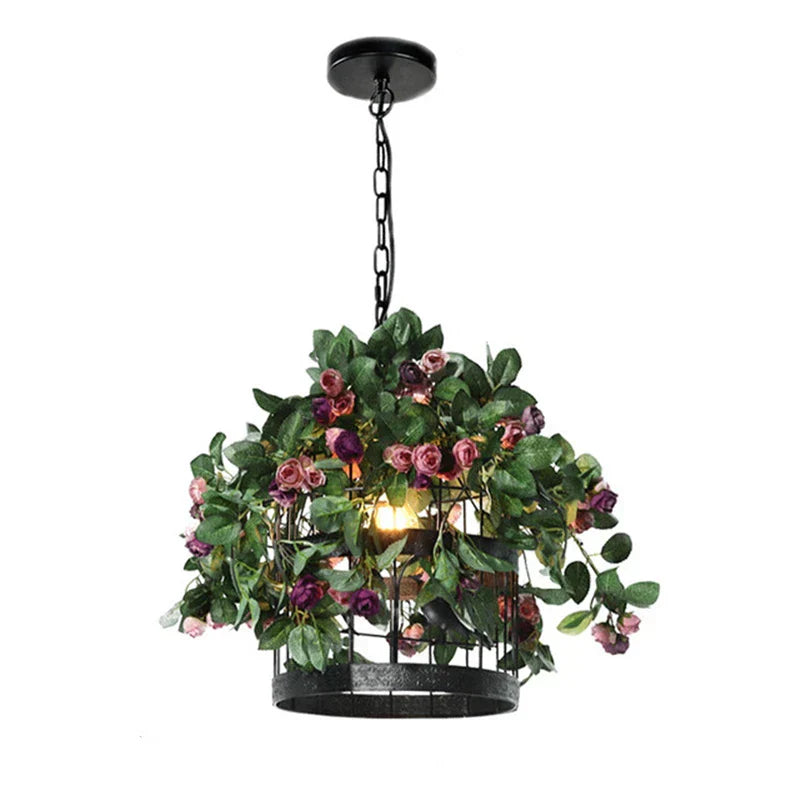 DecorBites™ Industrial Style Rose Chandelier - Wrought Iron Pendant Lamp for Home, Restaurant, Bar