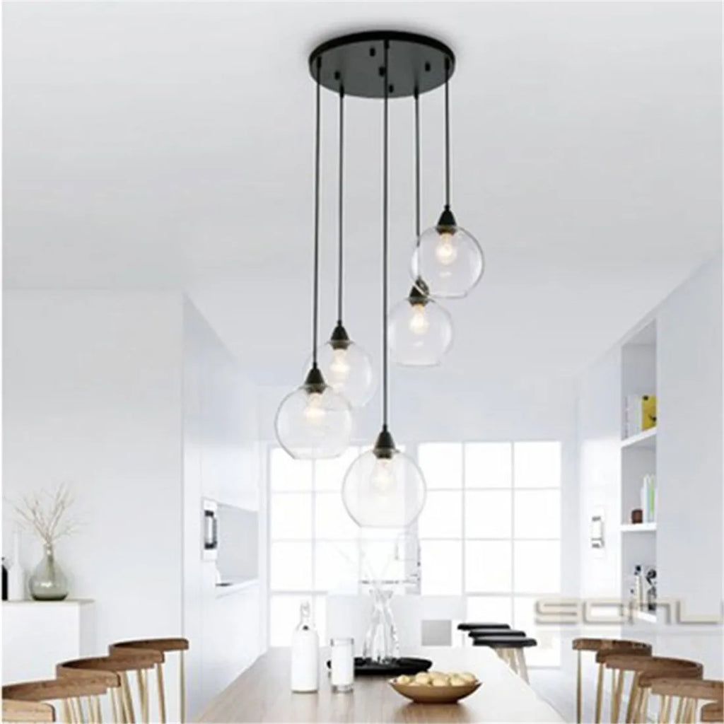 DecorBites™ Hand Blown Clear Glass Globe Lamp Shade with 2 Ends Opening, D18cm Glass Cover Ball Lampshade