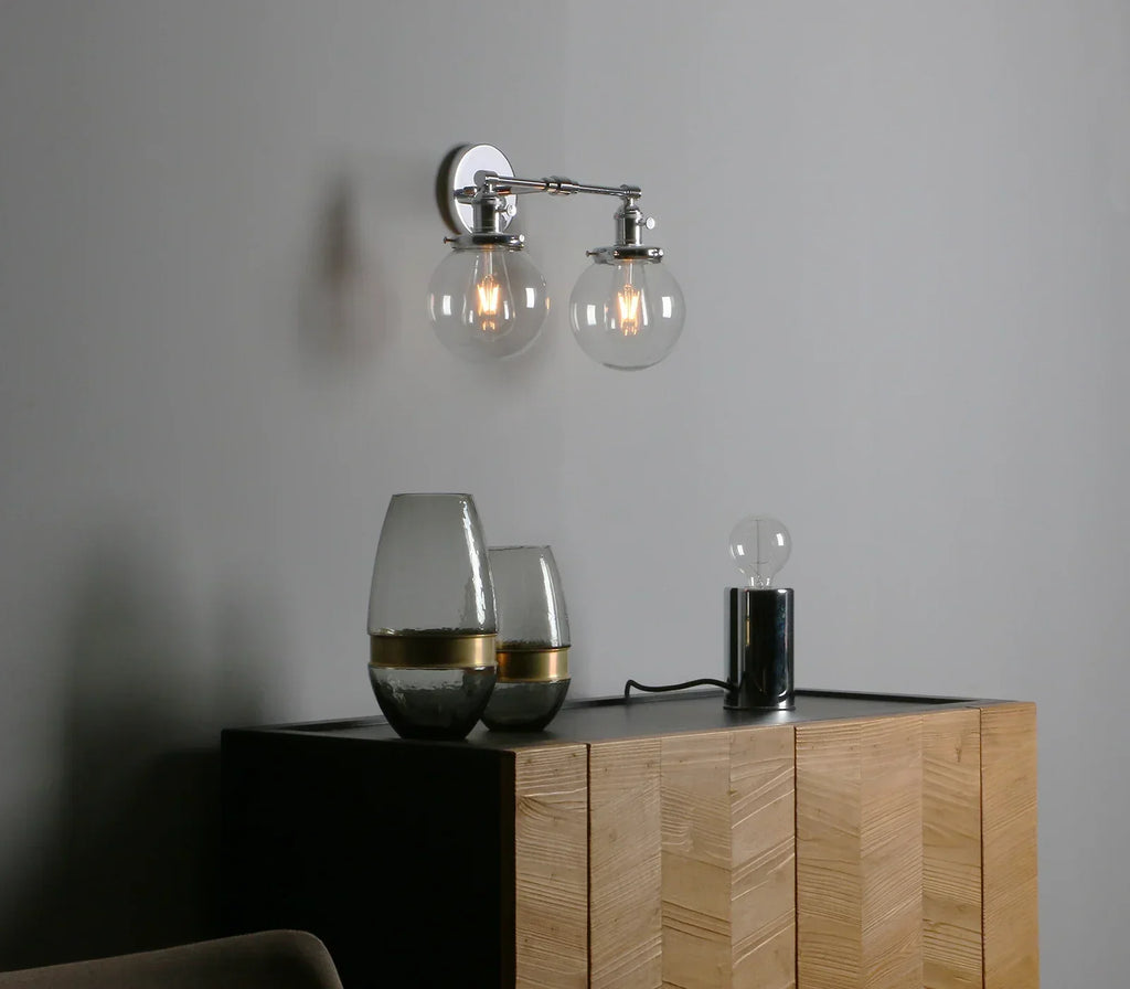 DecorBites™ Glass Ball Globe Wall Light for Retro Home Decor - Double Heads E27 Sconce