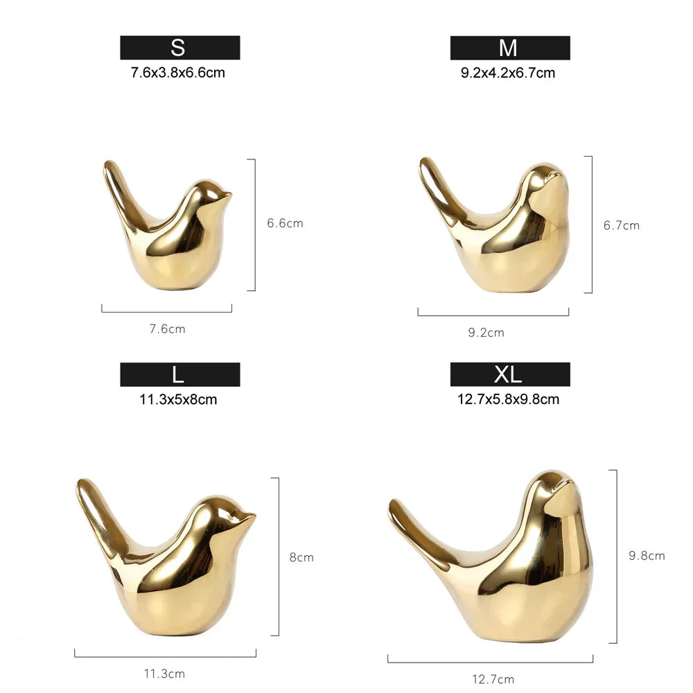 DecorBites™ Gold Ceramic Bird Figurines Home Decor - Fashionable Wedding Ornaments
