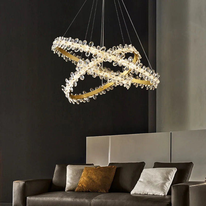 DecorBites™ Crystal LED Chandelier: Luxury Lighting for Living, Dining, Kitchen - Elegant Iron & Aluminum Design