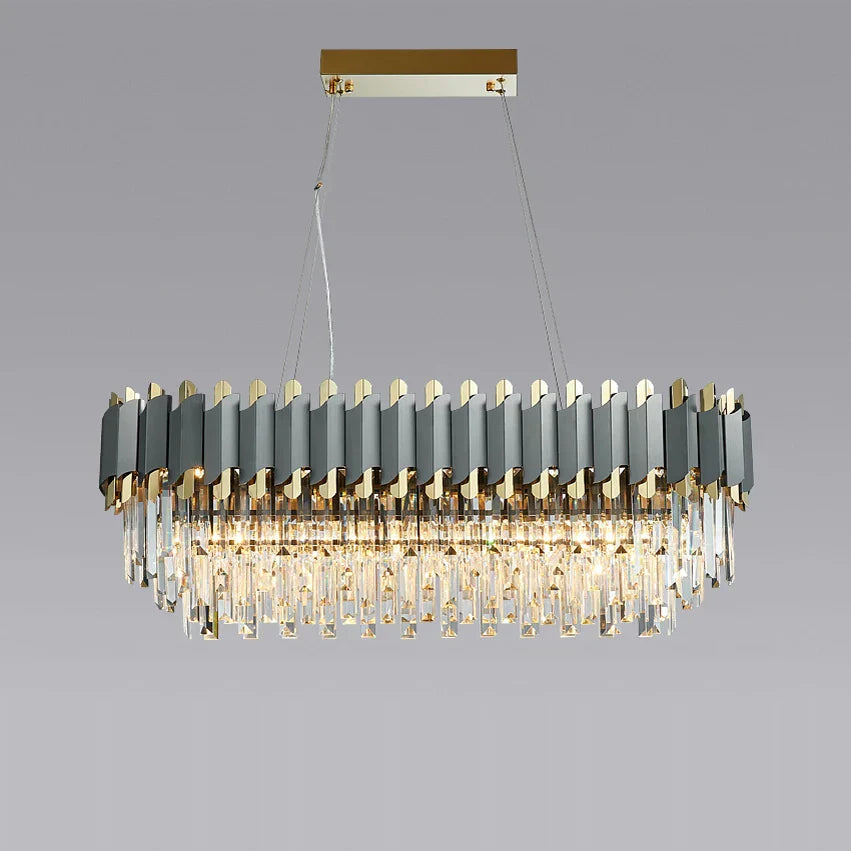 Art deco golden black crystal pendant lights for dining room