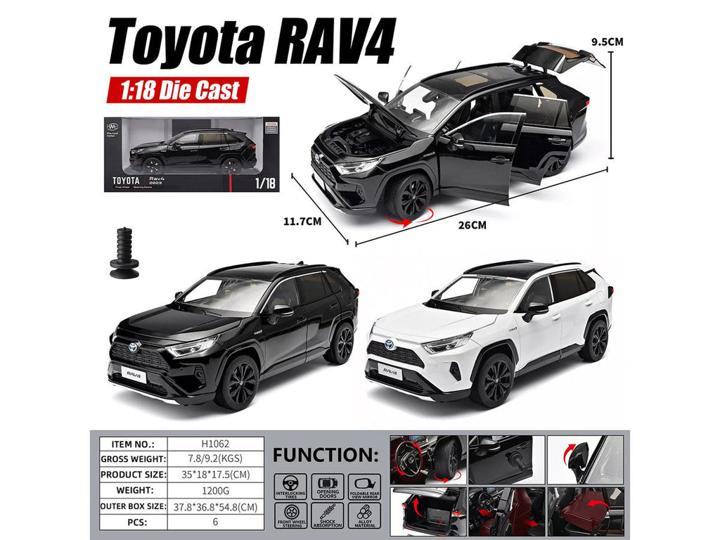 2023 Toyota Rav4 Hybrid Black 1/18 Diecast Model Car by Heimanba