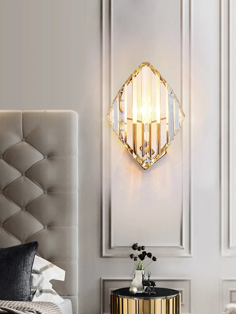 DecorBites™ Crystal Wall Lamp: Modern Sconce Light Fixture for Luxury Living Room, Bedroom, Hotel Hallway
