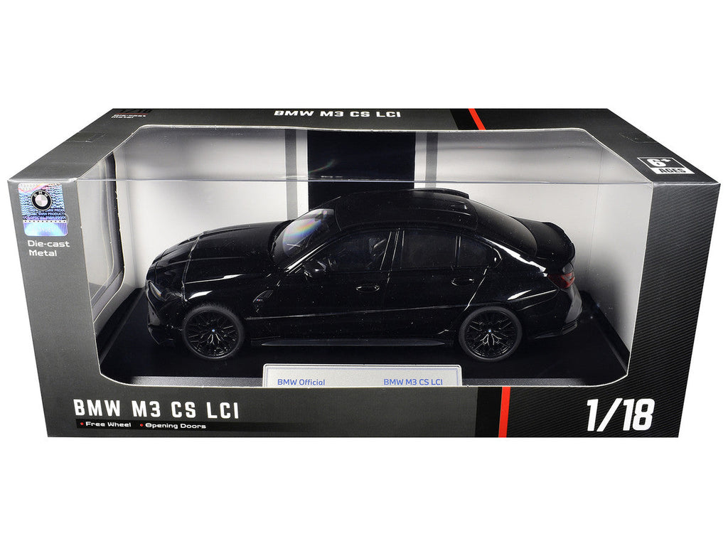 BMW M3 CS LCI Black Metallic with Matt Black Top 1/18 Diecast Model Car by Heimanba
