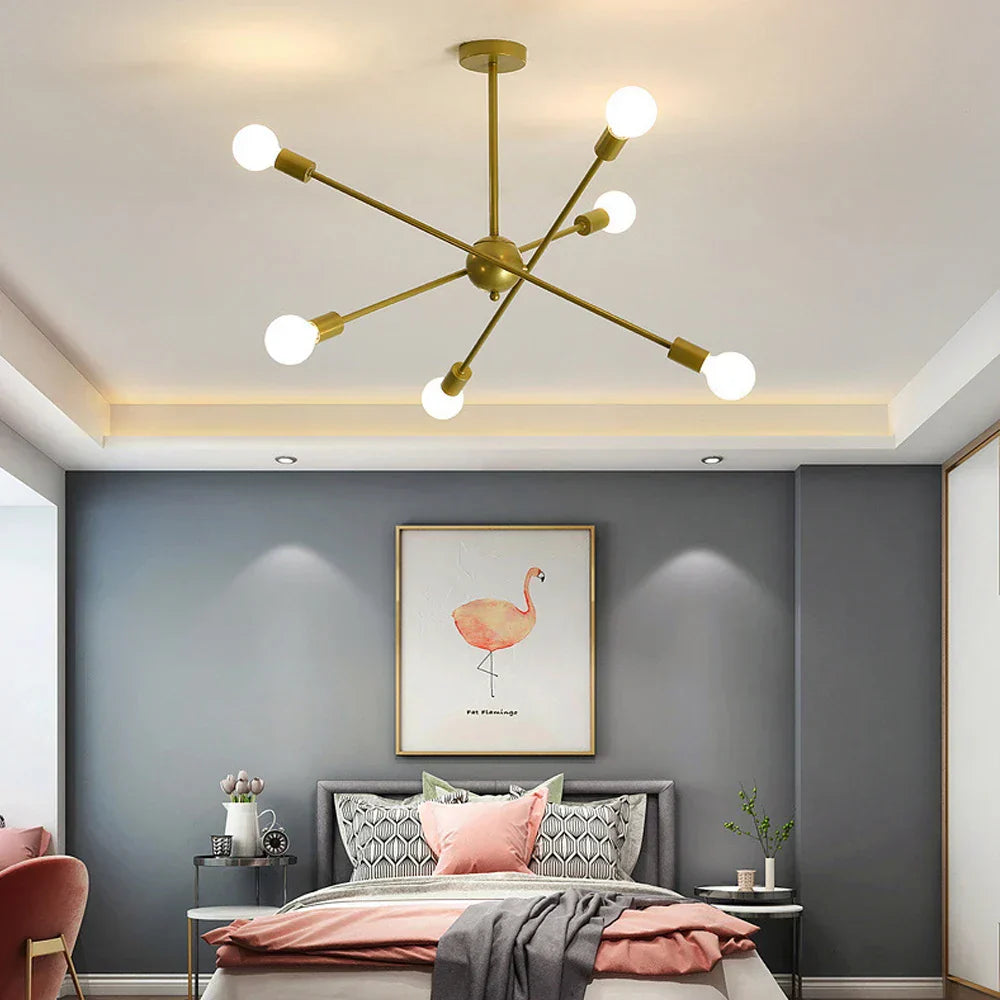 DecorBites™ LED Ceiling Chandelier: Modern & Industrial Sputnik Style for Living Room & Bedroom
