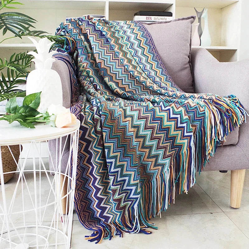 DecorBites™ Geometric Aztec Baja Blanket - Boho Decor Sofa Cover & Throw