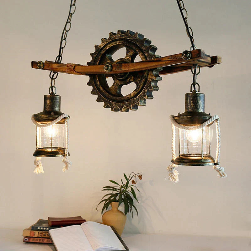 DecorBites™ Gear Industrial Chandelier Pendant Lamp for Cafe Bar Restaurant