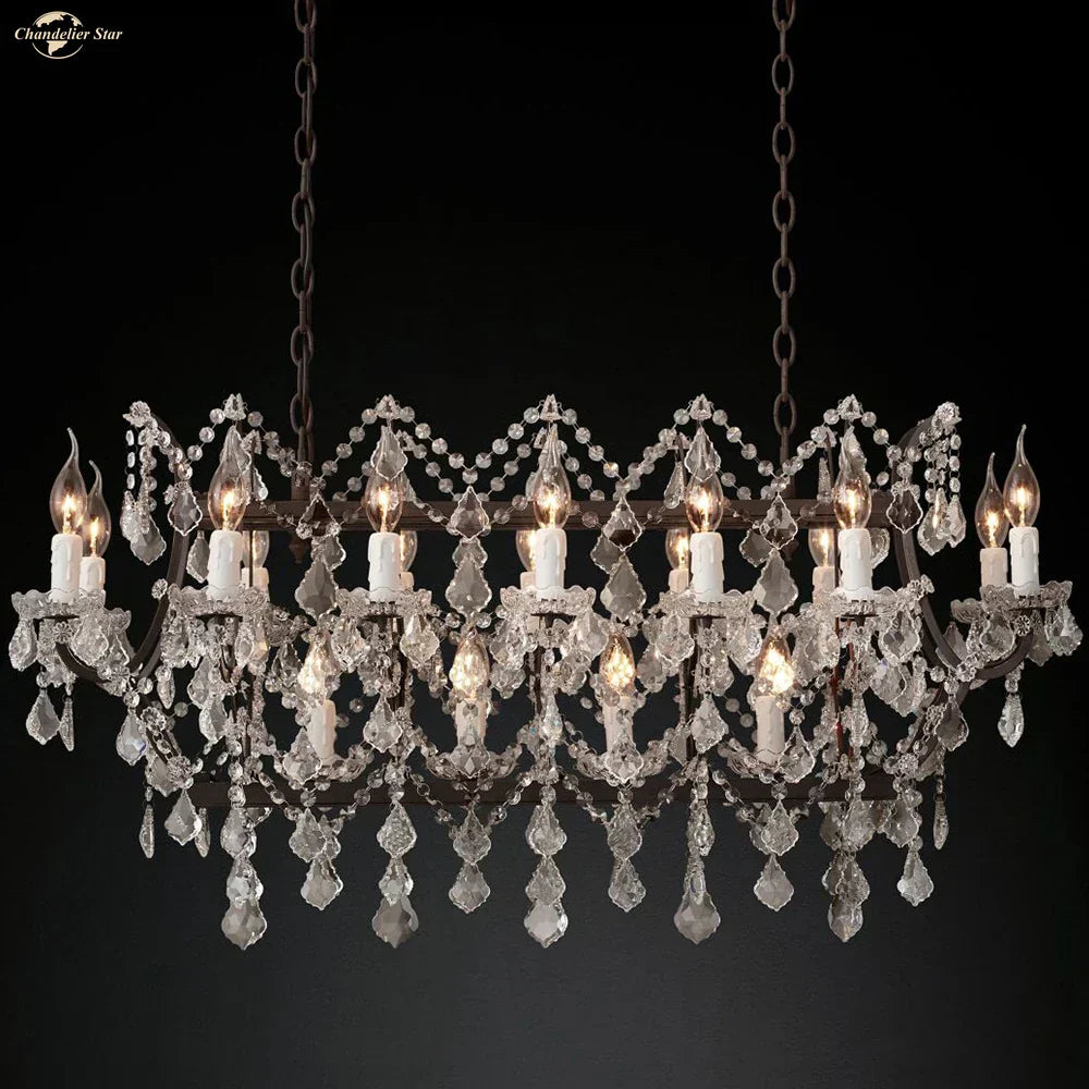 DecorBites™ Iron Crystal LED Chandelier: 19th Century Style Kitchen Pendant Light