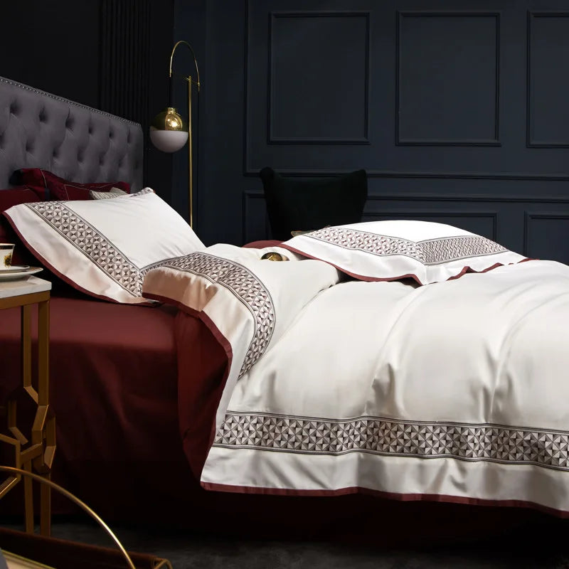 DecorBites™ Luxe Egyptian Cotton Bedding Set: Duvet Cover, Bed Sheet, 2 Pillow Sham