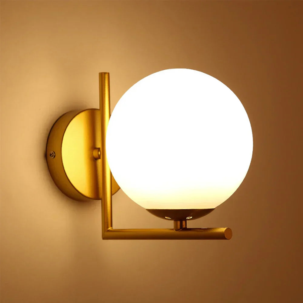 DecorBites™ Glass Globe Wall Lamp for Bedroom, Staircase, Hallway, Office - Modern E27 Indoor Fixture