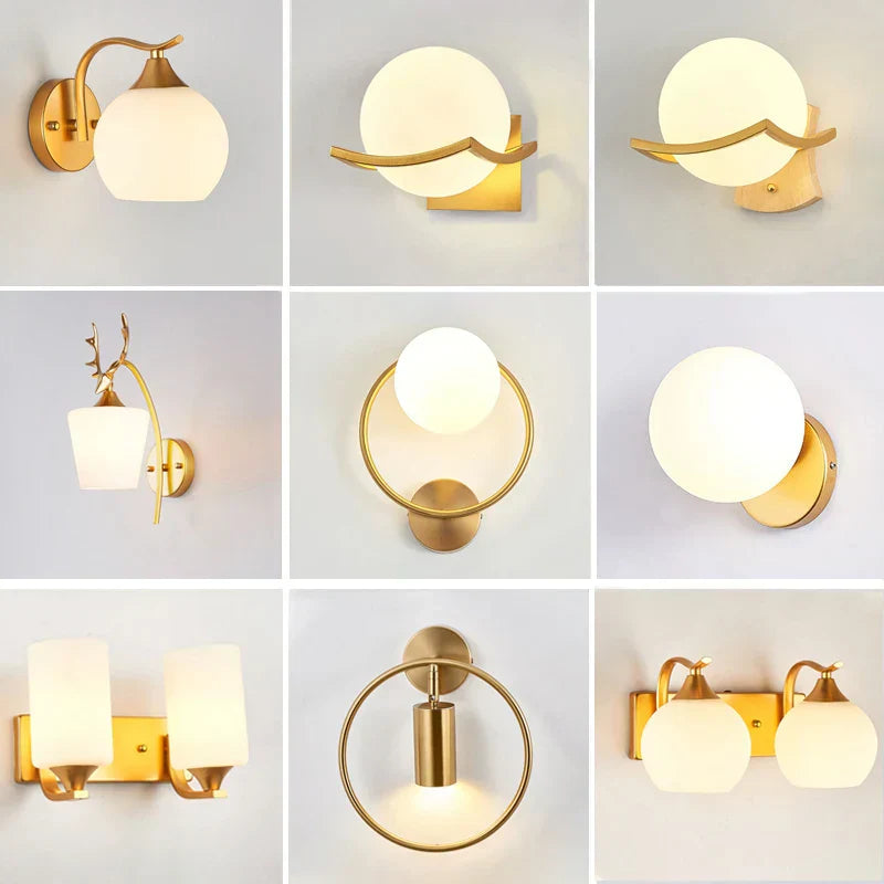 DecorBites™ Glass Shade Gold Wall Lamp for Bedroom Loft Design, Up Down Iron LED Wall Lights