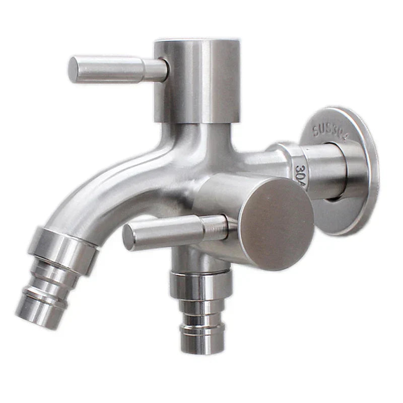 DecorBites™ Dual-Outlet Stainless Steel Faucet for Outdoor Garden Sink and Washing Machine