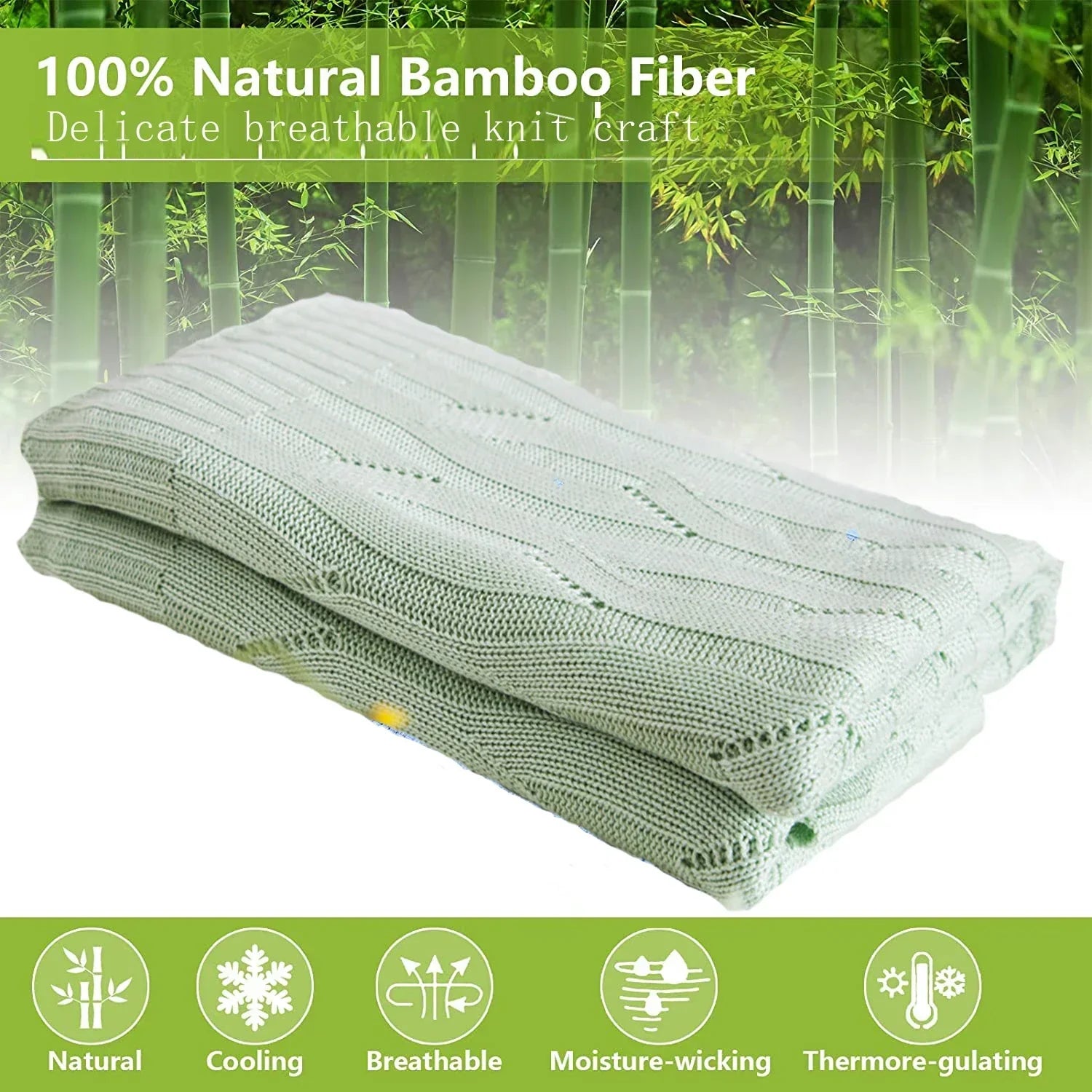 DecorBites™ Bamboo Knitted Cooling Blanket - Queen Size