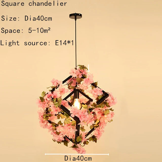 DecorBites™ Green Plants Cherry Blossoms Chandelier, Elegant Pendant Lamp for Bar and Restaurant