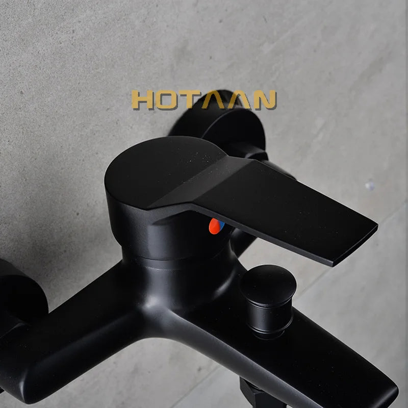 DecorBites™ Black Finish Wall Mounted Bathroom Shower Faucet with Handheld Mixer