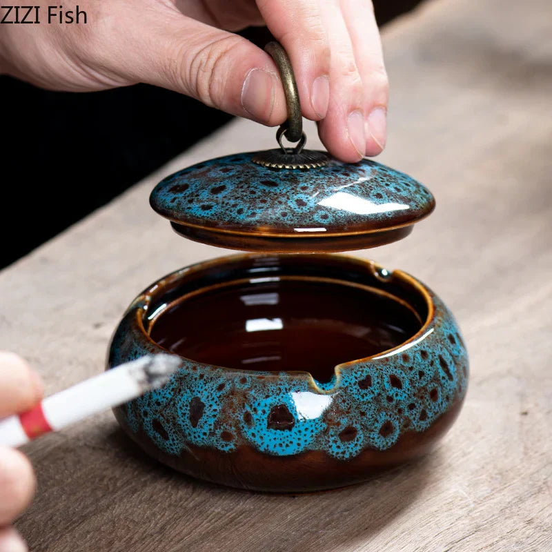 DecorBites™ Glazed Porcelain Ashtray: Stylish Desk Decoration & Gift for Boyfriend