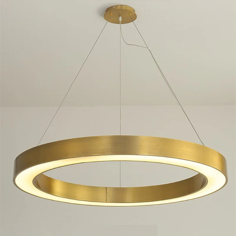 DecorBites™ Gold Copper Pendant Lights Nordic LED Hanging Lamp Modern Circle Ring Suspension